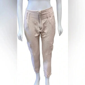 Streetwear Society Linen Cargo Ankle Tan Pants Size  Medium